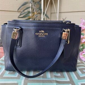 Coach Authentic Navy Leather Christie Carryall Mini Purse Handbag Minimalist Bag
